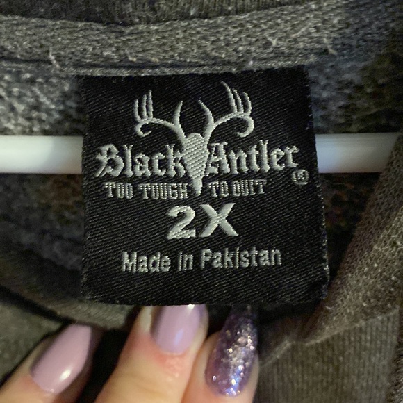 Green Black Antler Hoodie - Picture 3 of 4